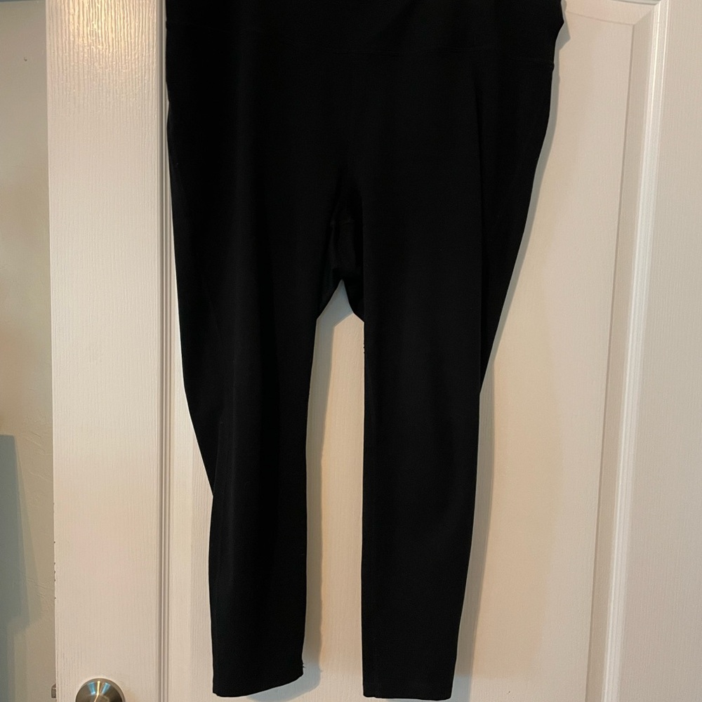 TWO PAIR IDEOLOGY Black Yoga Pants, Cropped and Long 2X